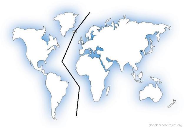 World map cartooned, cool soft blue